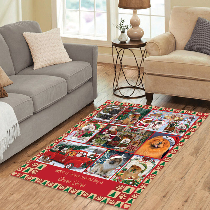 Love is Being Owned Christmas Chow Chow Dogs Area Rug