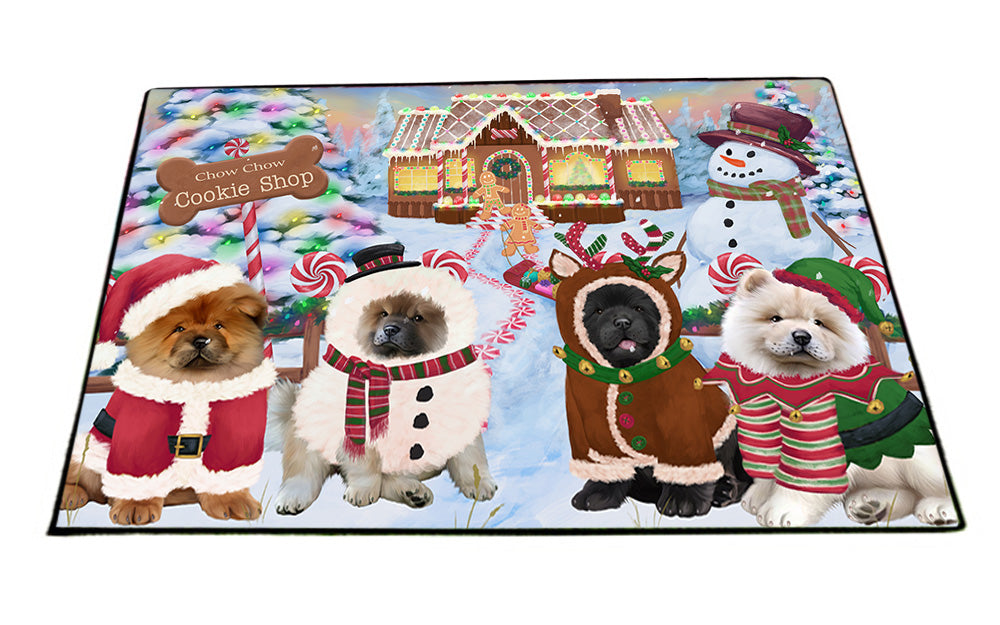 Holiday Gingerbread Cookie Shop Chow Chows Dog Floormat FLMS53226