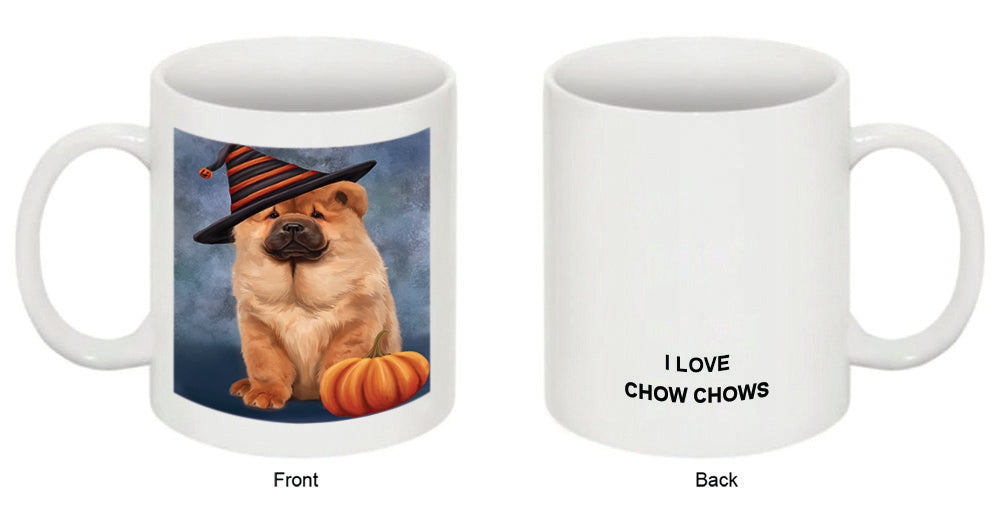 Happy Halloween Chow Chow Dog Wearing Witch Hat with Pumpkin Coffee Mug MUG50285