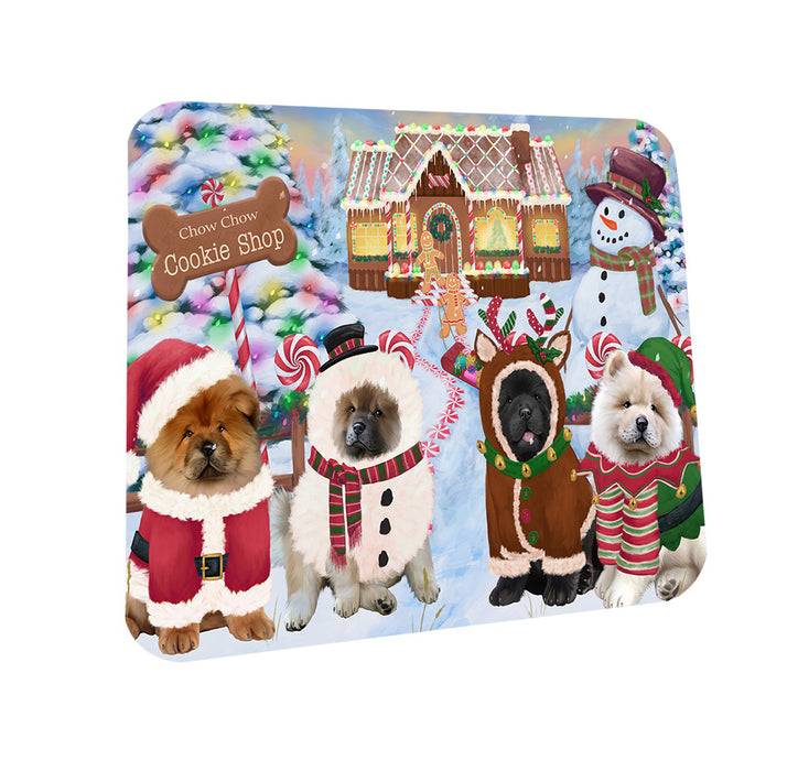 Holiday Gingerbread Cookie Shop Chow Chows Dog Coasters Set of 4 CST56351