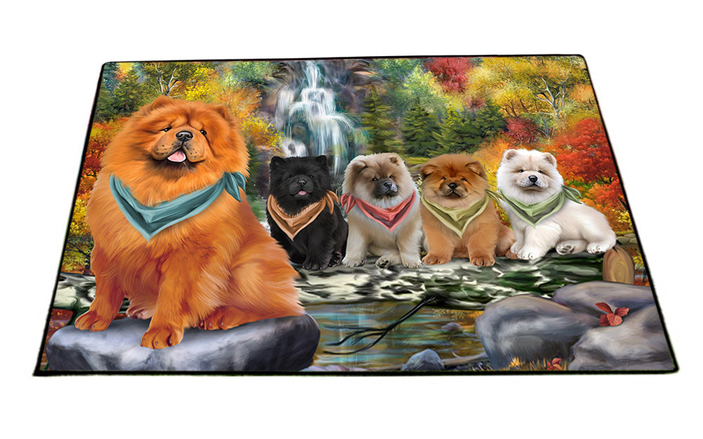 Scenic Waterfall Chow Chows Dog Floormat FLMS50070