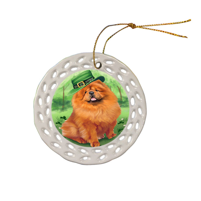 St. Patricks Day Irish Portrait Chow Chow Dog Ceramic Doily Ornament DPOR48780