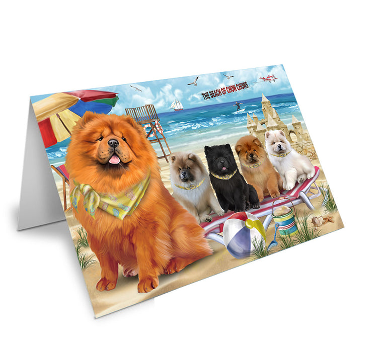 Pet Friendly Beach Chow Chows Dog Handmade Artwork Assorted Pets Greeting Cards and Note Cards with Envelopes for All Occasions and Holiday Seasons GCD54113
