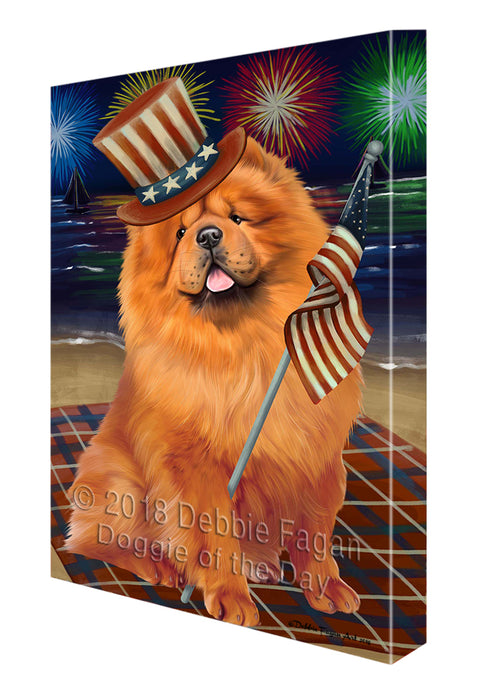 4th of July Independence Day Firework Chow Chow Dog Canvas Wall Art CVS55560