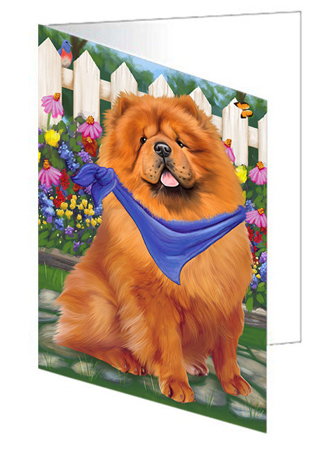 Spring Floral Chow Chow Dog Handmade Artwork Assorted Pets Greeting Cards and Note Cards with Envelopes for All Occasions and Holiday Seasons GCD53594