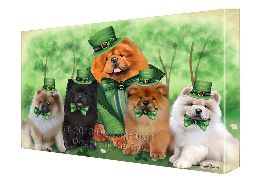 St. Patricks Day Irish Family Portrait Chow Chows Dog Canvas Wall Art CVS54642
