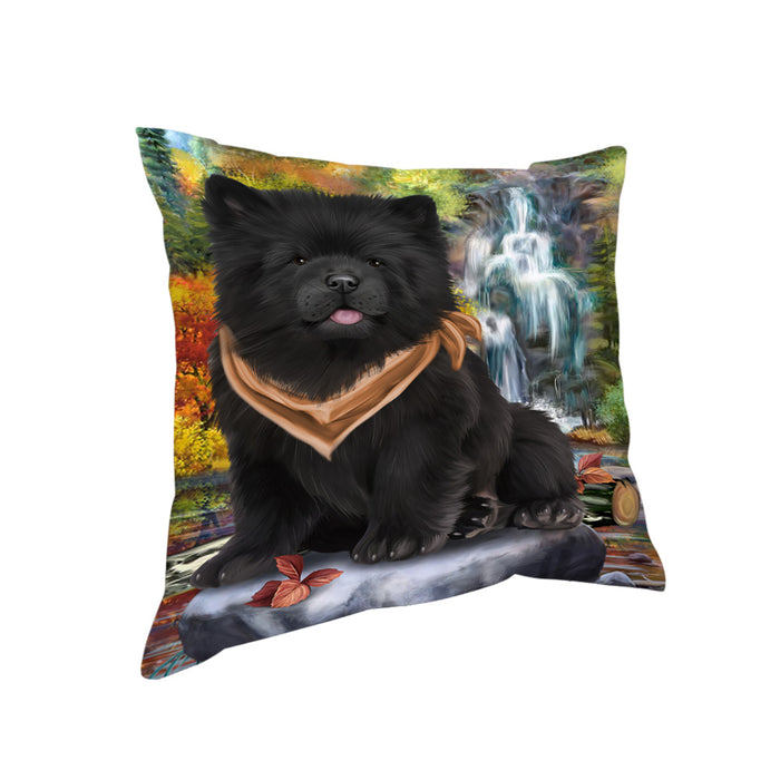 Scenic Waterfall Chow Chows Dog Pillow PIL54796