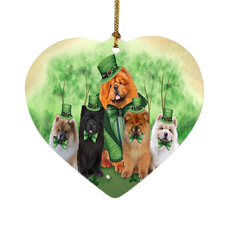 St. Patricks Day Irish Family Portrait Chow Chows Dog Heart Christmas Ornament HPOR48781