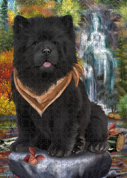 Scenic Waterfall Chow Chows Dog Puzzle with Photo Tin PUZL52911