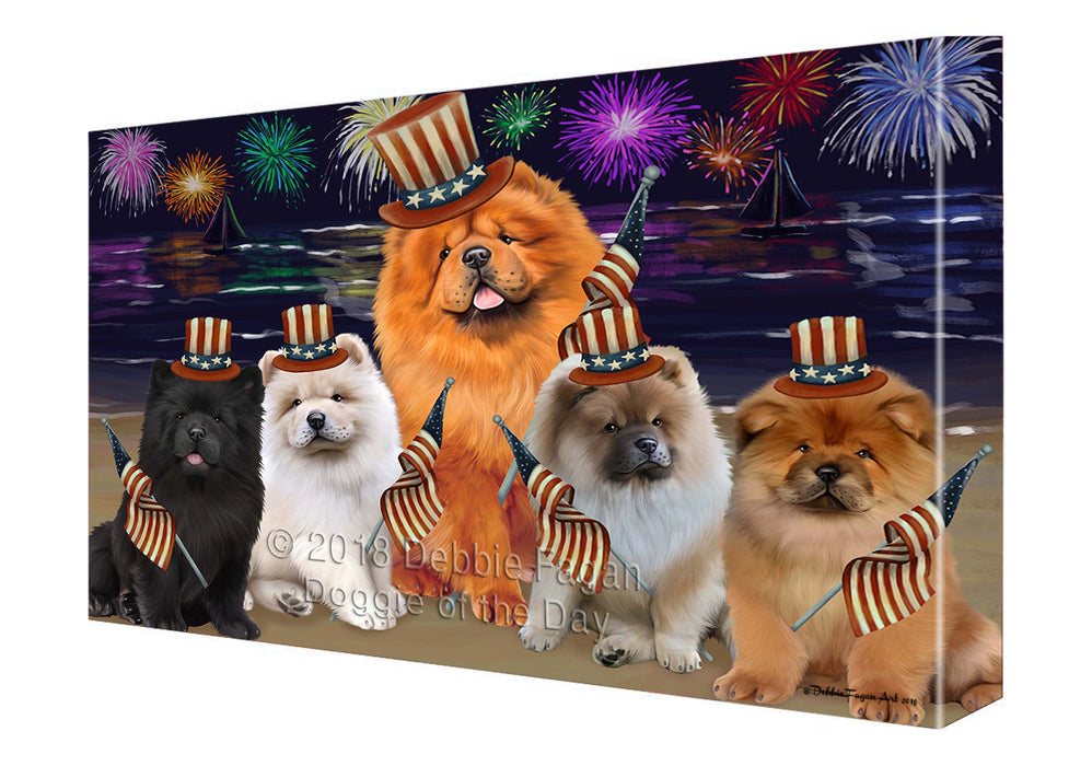 4th of July Independence Day Firework Chow Chows Dog Canvas Wall Art CVS55569