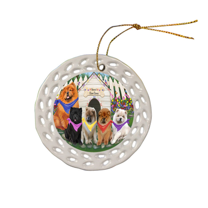 Spring Dog House Chow Chows Dog Ceramic Doily Ornament DPOR49856