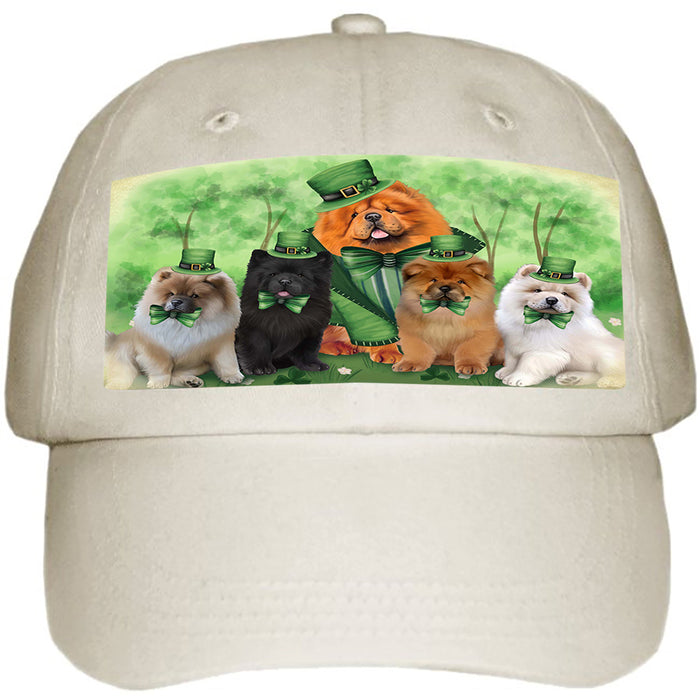 St. Patricks Day Irish Family Portrait Chow Chows Dog Ball Hat Cap HAT50076