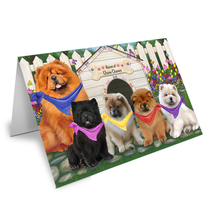 Spring Dog House Chow Chows Dog Handmade Artwork Assorted Pets Greeting Cards and Note Cards with Envelopes for All Occasions and Holiday Seasons GCD53597