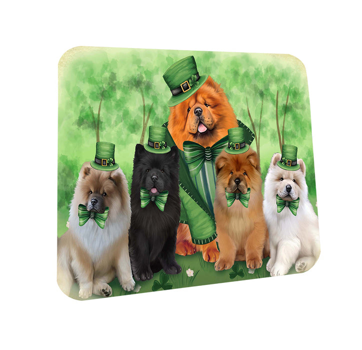 St. Patricks Day Irish Family Portrait Chow Chows Dog Coasters Set of 4 CST48740