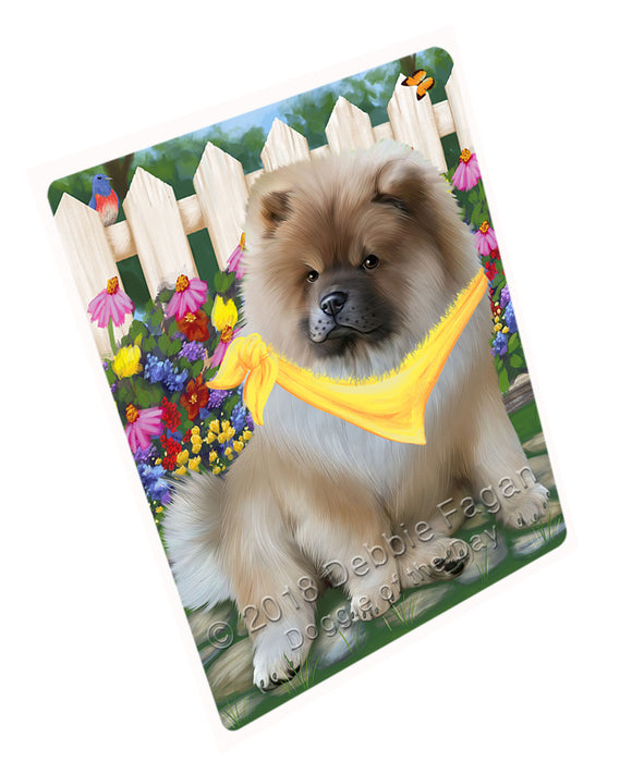 Spring Floral Chow Chow Dog Tempered Cutting Board C53439