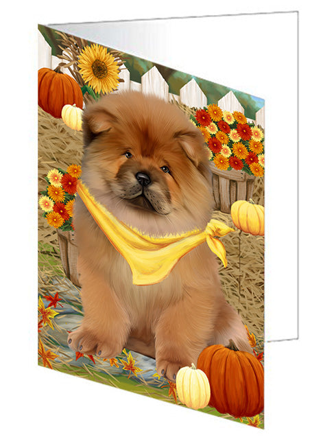 Fall Autumn Greeting Chow Chow Dog with Pumpkins Handmade Artwork Assorted Pets Greeting Cards and Note Cards with Envelopes for All Occasions and Holiday Seasons GCD56231