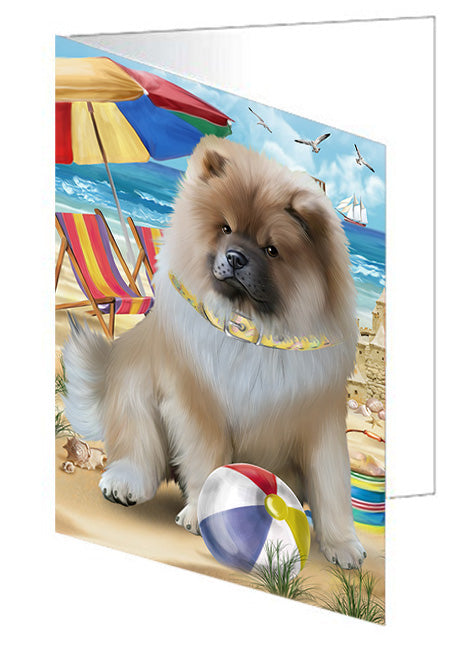 Pet Friendly Beach Chow Chow Dog Handmade Artwork Assorted Pets Greeting Cards and Note Cards with Envelopes for All Occasions and Holiday Seasons GCD54119