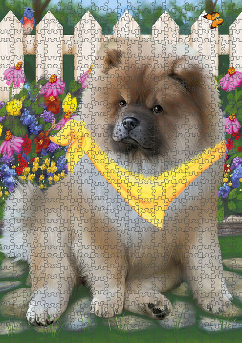 Spring Floral Chow Chow Dog Puzzle with Photo Tin PUZL53277