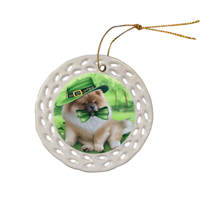 St. Patricks Day Irish Portrait Chow Chow Dog Ceramic Doily Ornament DPOR48782
