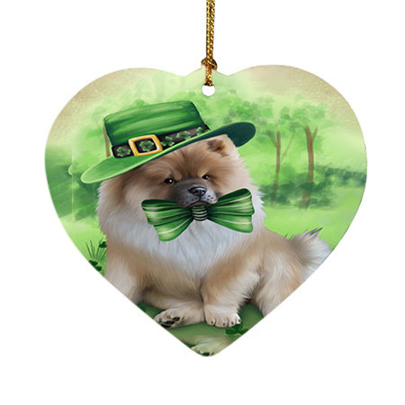 St. Patricks Day Irish Portrait Chow Chow Dog Heart Christmas Ornament HPOR48782
