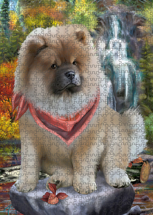 Scenic Waterfall Chow Chow Dog Puzzle with Photo Tin PUZL52914