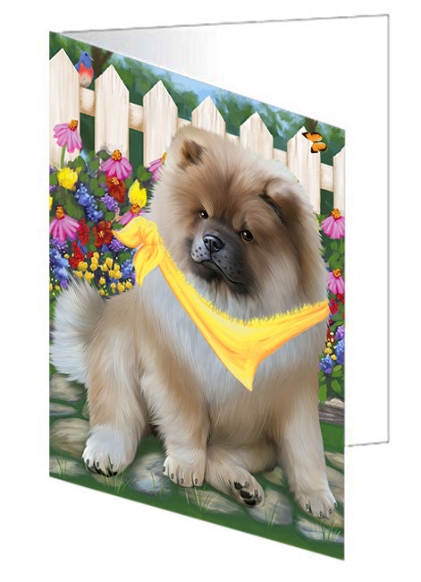 Spring Floral Chow Chow Dog Handmade Artwork Assorted Pets Greeting Cards and Note Cards with Envelopes for All Occasions and Holiday Seasons GCD53600