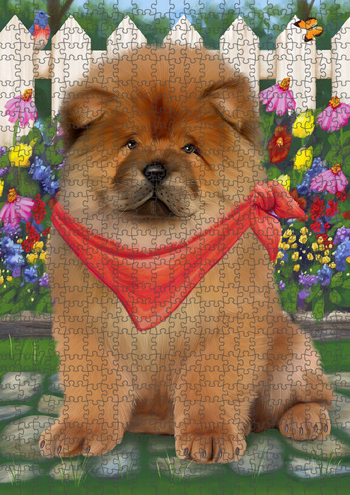 Spring Floral Chow Chow Dog Puzzle with Photo Tin PUZL53280