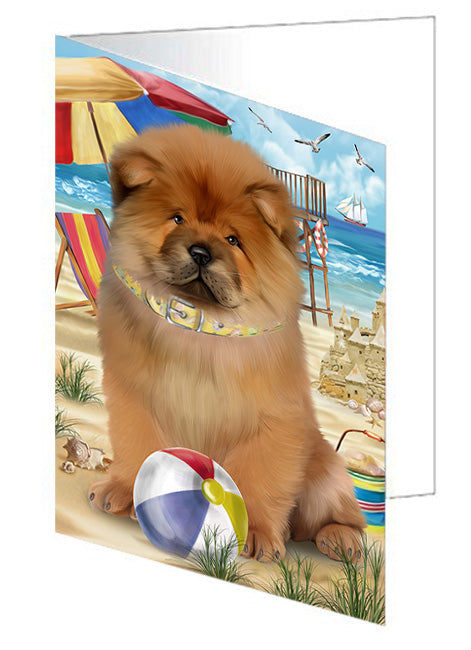 Pet Friendly Beach Chow Chow Dog Handmade Artwork Assorted Pets Greeting Cards and Note Cards with Envelopes for All Occasions and Holiday Seasons GCD54122