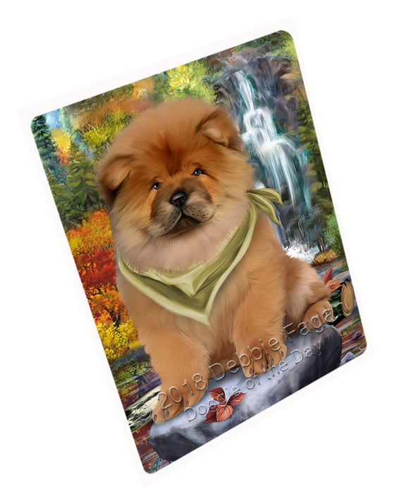 Scenic Waterfall Chow Chow Dog Tempered Cutting Board C53076