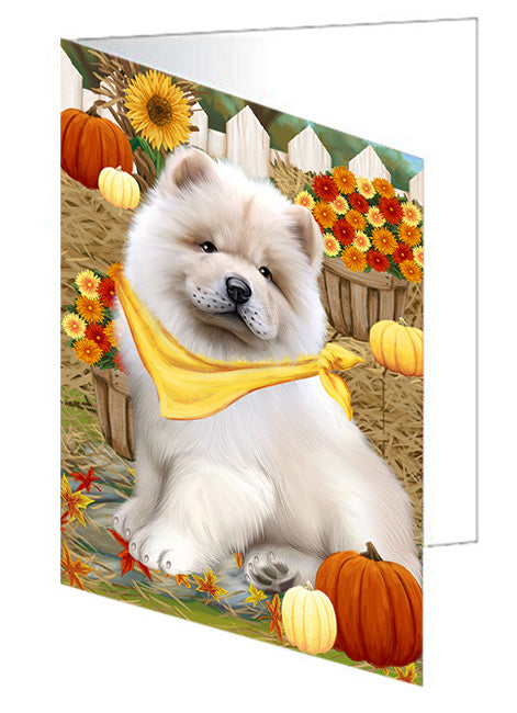 Fall Autumn Greeting Chow Chow Dog with Pumpkins Handmade Artwork Assorted Pets Greeting Cards and Note Cards with Envelopes for All Occasions and Holiday Seasons GCD56234