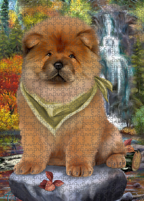 Scenic Waterfall Chow Chow Dog Puzzle with Photo Tin PUZL52917