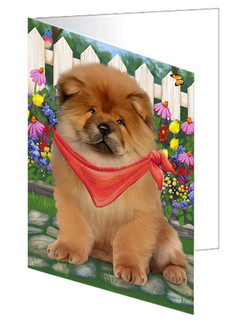Spring Floral Chow Chow Dog Handmade Artwork Assorted Pets Greeting Cards and Note Cards with Envelopes for All Occasions and Holiday Seasons GCD53603