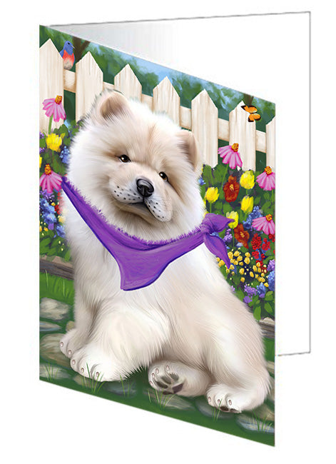 Spring Floral Chow Chow Dog Handmade Artwork Assorted Pets Greeting Cards and Note Cards with Envelopes for All Occasions and Holiday Seasons GCD53606