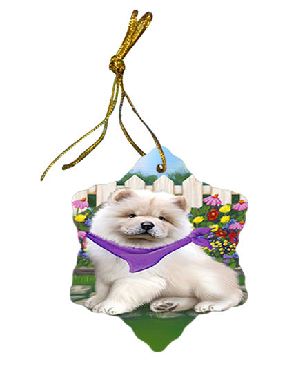 Spring Floral Chow Chow Dog Star Porcelain Ornament SPOR49851