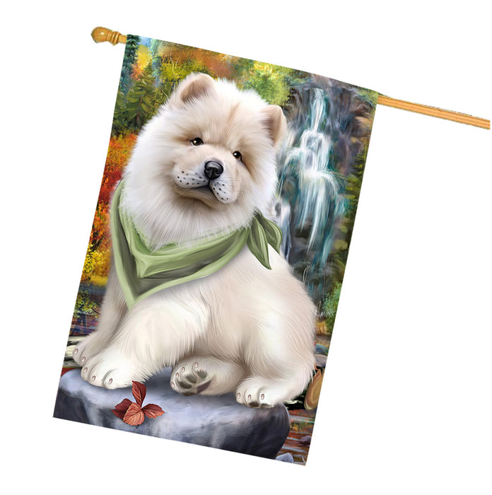 Scenic Waterfall Chow Chow Dog House Flag FLG49703