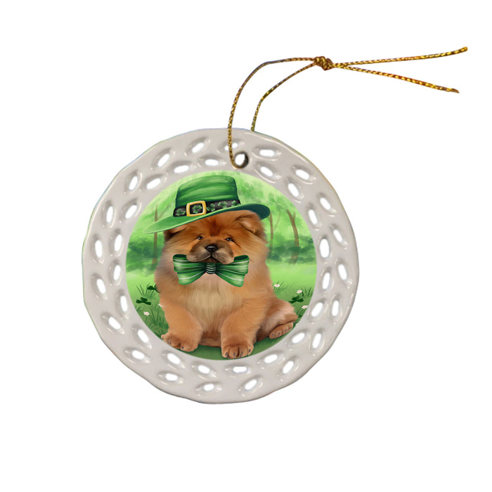 St. Patricks Day Irish Portrait Chow Chow Dog Ceramic Doily Ornament DPOR48784