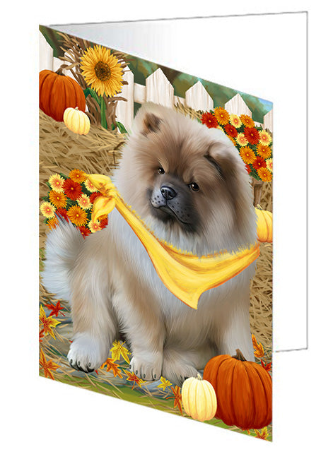 Fall Autumn Greeting Chow Chow Dog with Pumpkins Handmade Artwork Assorted Pets Greeting Cards and Note Cards with Envelopes for All Occasions and Holiday Seasons GCD56237