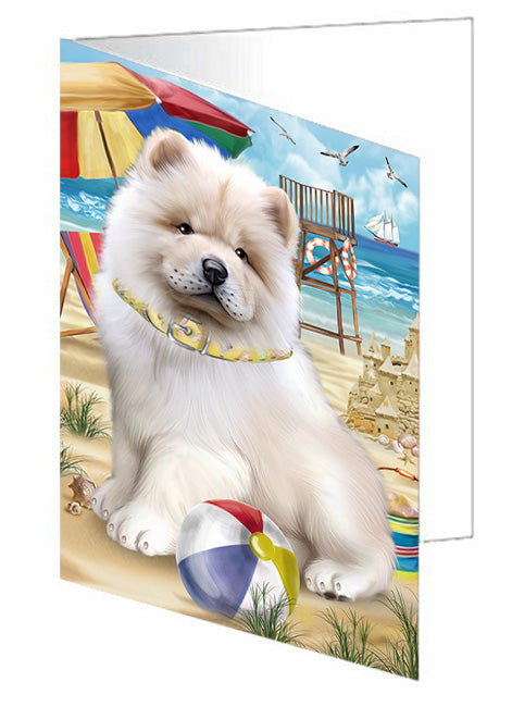 Pet Friendly Beach Chow Chow Dog Handmade Artwork Assorted Pets Greeting Cards and Note Cards with Envelopes for All Occasions and Holiday Seasons GCD54125