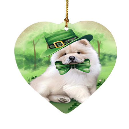 St. Patricks Day Irish Portrait Chow Chow Dog Heart Christmas Ornament HPOR48785