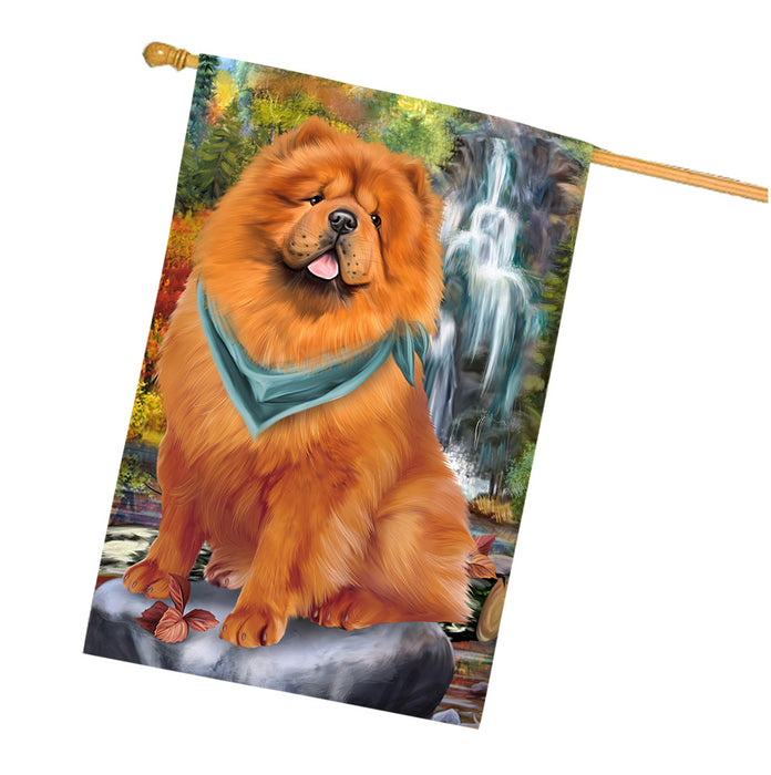 Scenic Waterfall Chow Chow Dog House Flag FLG49704