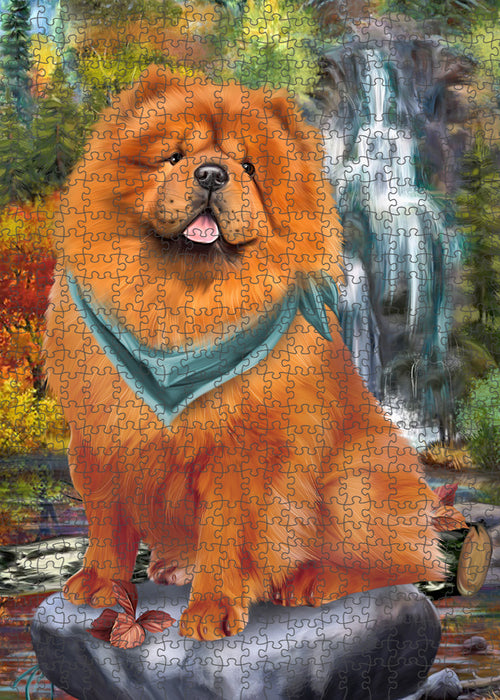 Scenic Waterfall Chow Chow Dog Puzzle with Photo Tin PUZL52923