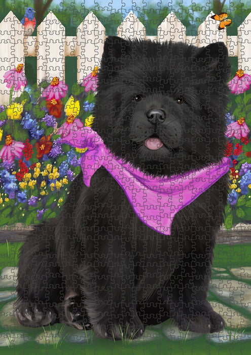 Spring Floral Chow Chow Dog Puzzle with Photo Tin PUZL53286