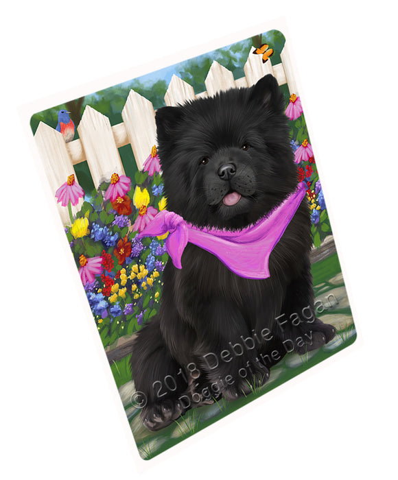 Spring Floral Chow Chow Dog Tempered Cutting Board C53448