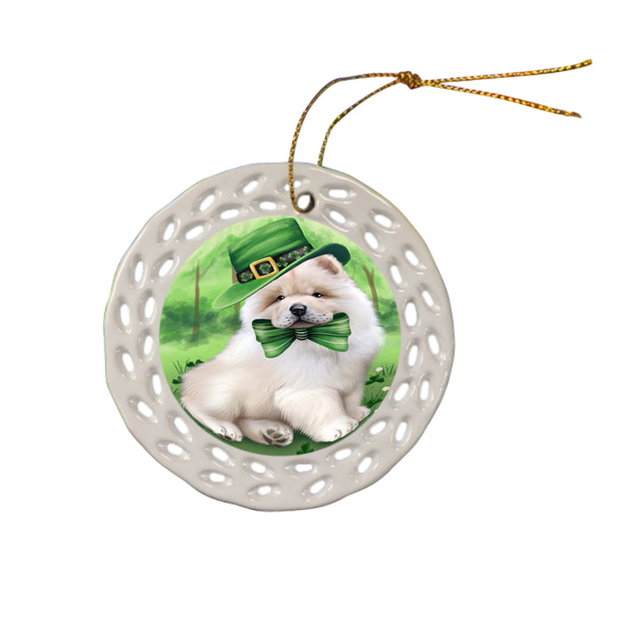 St. Patricks Day Irish Portrait Chow Chow Dog Ceramic Doily Ornament DPOR48785