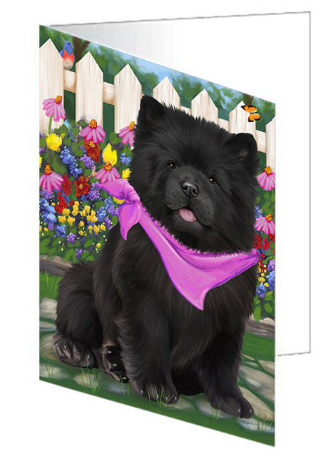 Spring Floral Chow Chow Dog Handmade Artwork Assorted Pets Greeting Cards and Note Cards with Envelopes for All Occasions and Holiday Seasons GCD53609