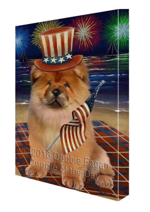 4th of July Independence Day Firework Chow Chow Dog Canvas Wall Art CVS55605