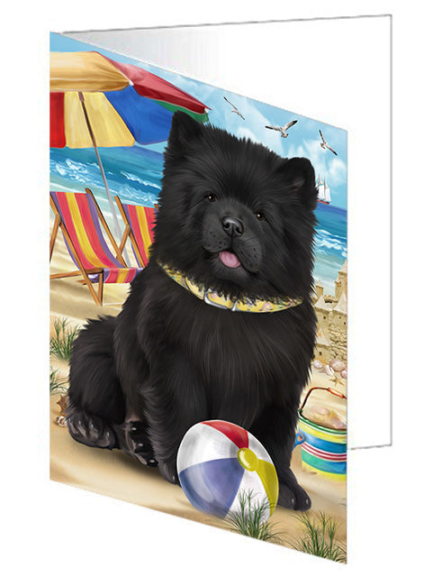 Pet Friendly Beach Chow Chow Dog Handmade Artwork Assorted Pets Greeting Cards and Note Cards with Envelopes for All Occasions and Holiday Seasons GCD54128