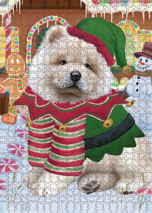 Christmas Gingerbread House Candyfest Chow Chow Dog Puzzle with Photo Tin PUZL93424