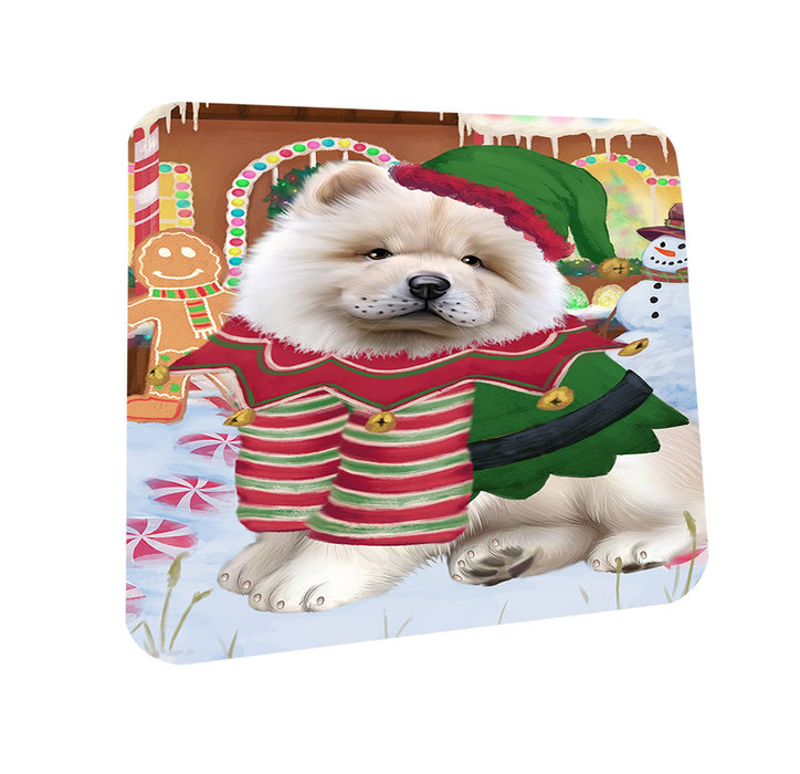 Christmas Gingerbread House Candyfest Chow Chow Dog Coasters Set of 4 CST56264