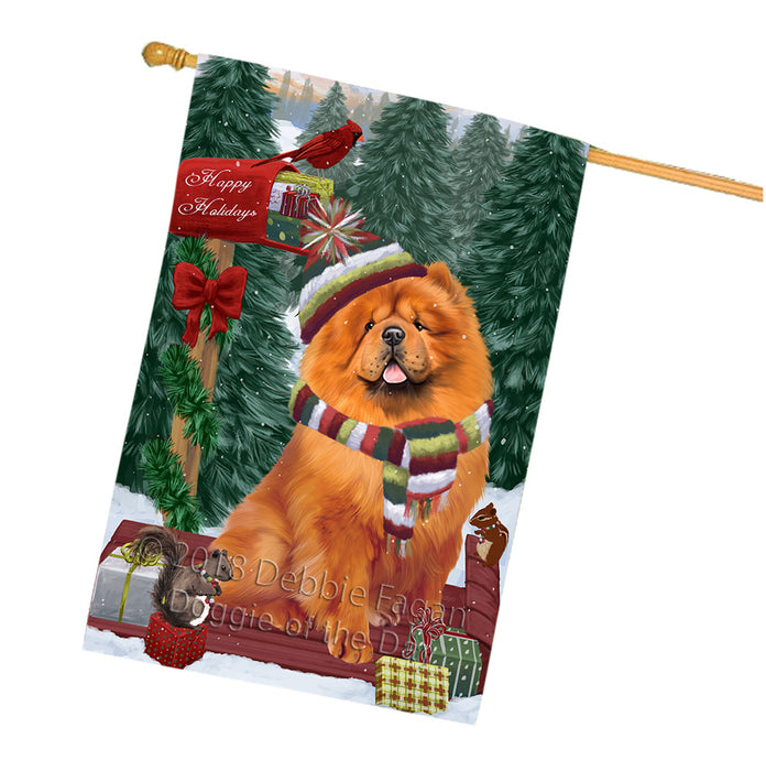 Merry Christmas Woodland Sled Chow Chow Dog House Flag FLG55329